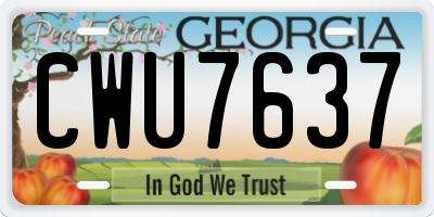 GA license plate CWU7637