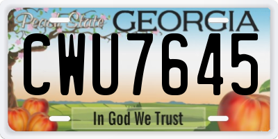 GA license plate CWU7645