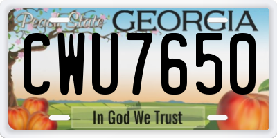 GA license plate CWU7650