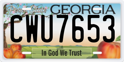 GA license plate CWU7653