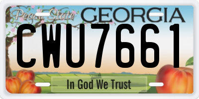 GA license plate CWU7661
