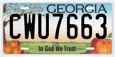 GA license plate CWU7663