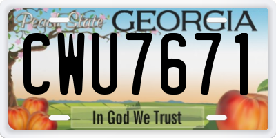 GA license plate CWU7671