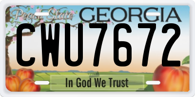 GA license plate CWU7672