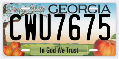 GA license plate CWU7675