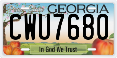 GA license plate CWU7680