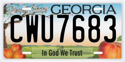 GA license plate CWU7683