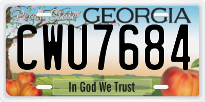 GA license plate CWU7684