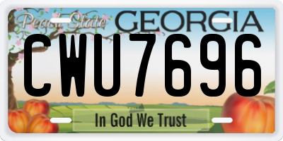 GA license plate CWU7696