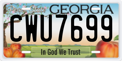 GA license plate CWU7699