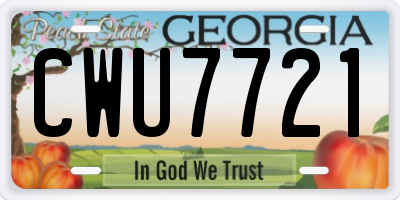 GA license plate CWU7721