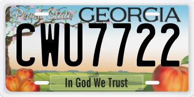 GA license plate CWU7722