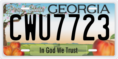 GA license plate CWU7723