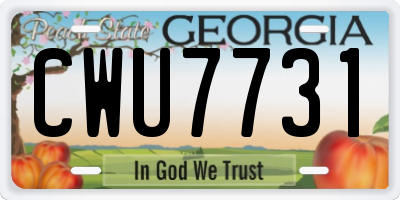 GA license plate CWU7731