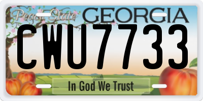 GA license plate CWU7733