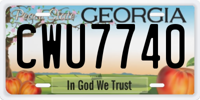 GA license plate CWU7740