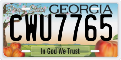 GA license plate CWU7765