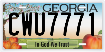 GA license plate CWU7771