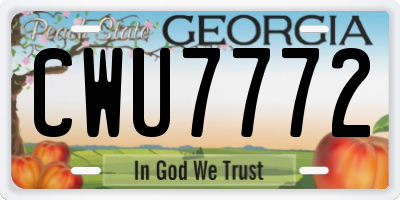 GA license plate CWU7772