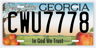 GA license plate CWU7778