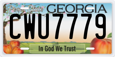 GA license plate CWU7779