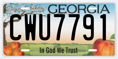 GA license plate CWU7791