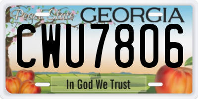 GA license plate CWU7806