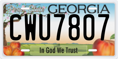 GA license plate CWU7807