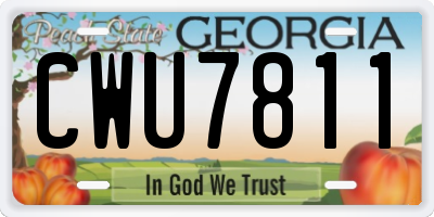 GA license plate CWU7811