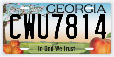 GA license plate CWU7814