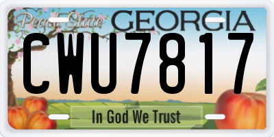 GA license plate CWU7817