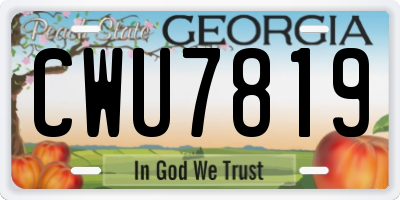 GA license plate CWU7819