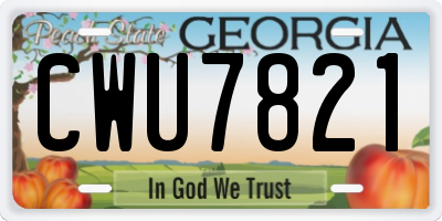 GA license plate CWU7821