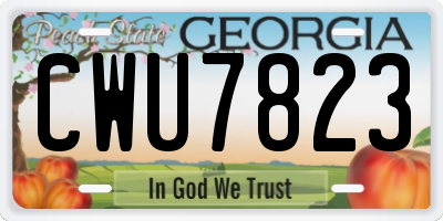GA license plate CWU7823