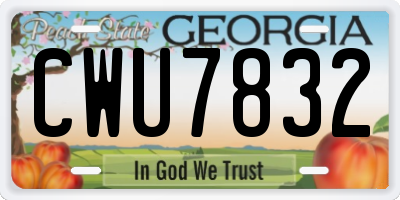 GA license plate CWU7832