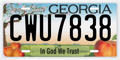 GA license plate CWU7838