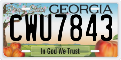 GA license plate CWU7843