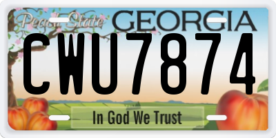 GA license plate CWU7874