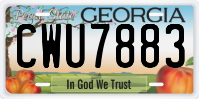 GA license plate CWU7883