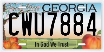 GA license plate CWU7884