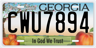 GA license plate CWU7894