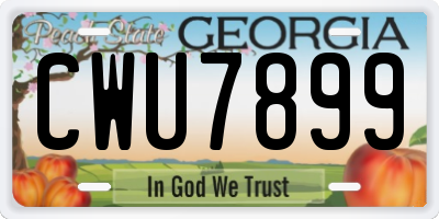 GA license plate CWU7899