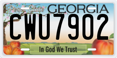 GA license plate CWU7902