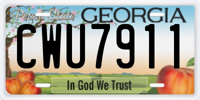 GA license plate CWU7911