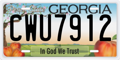 GA license plate CWU7912