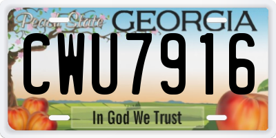 GA license plate CWU7916