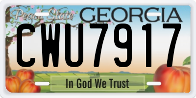 GA license plate CWU7917