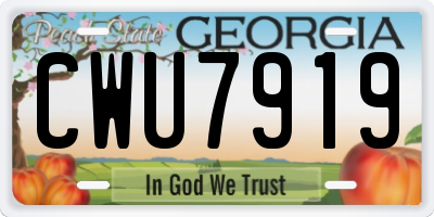 GA license plate CWU7919