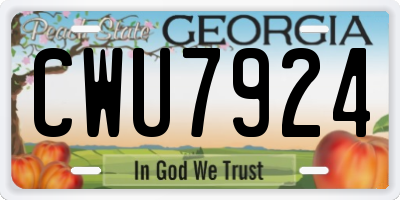 GA license plate CWU7924