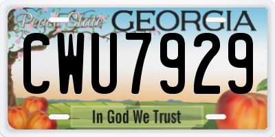 GA license plate CWU7929